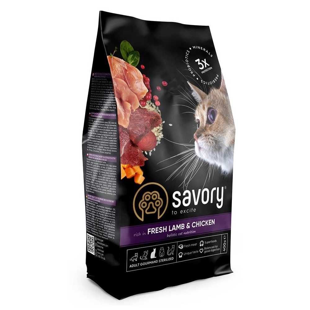 Корм для стерилизованных котов Savory Adult Cat Sterilized Lamb8кг