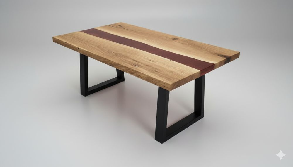 Dębowy stolik kawowy z żywicą epoksydową