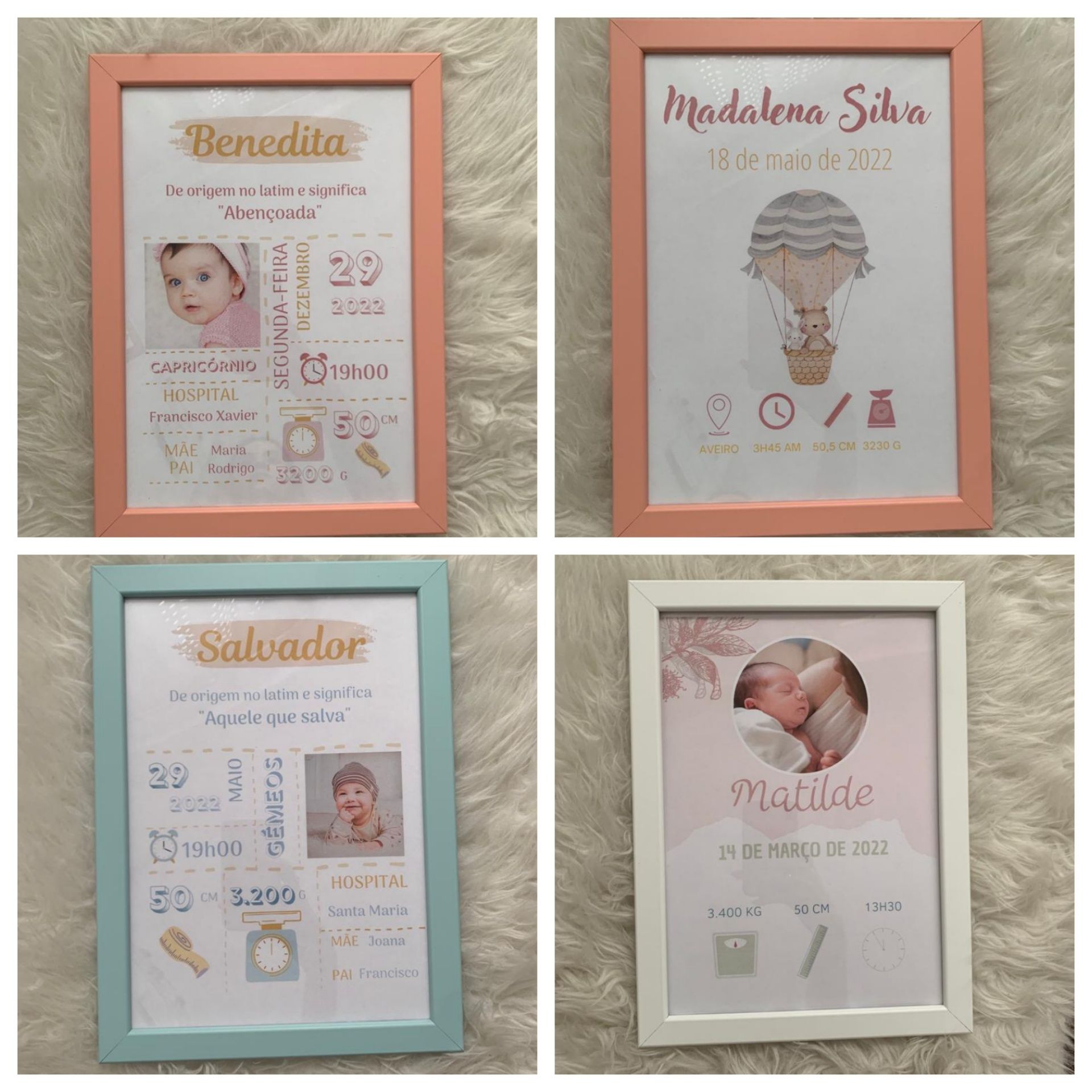 Molduras/quadros personalizadas A4 | Bebé