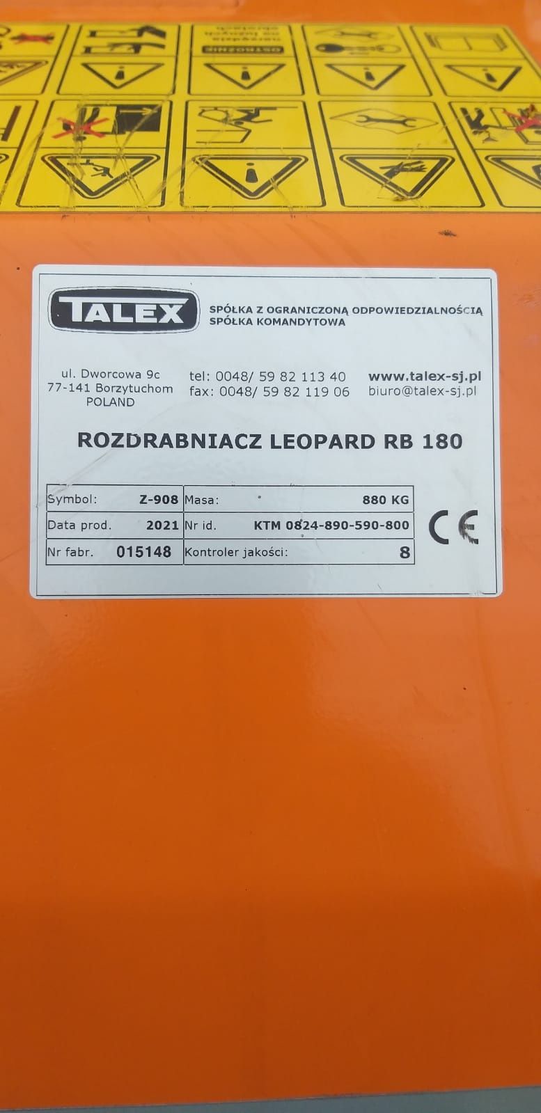 Kosiarka Talex Leopard RB180 tylno-boczna, bijakowa