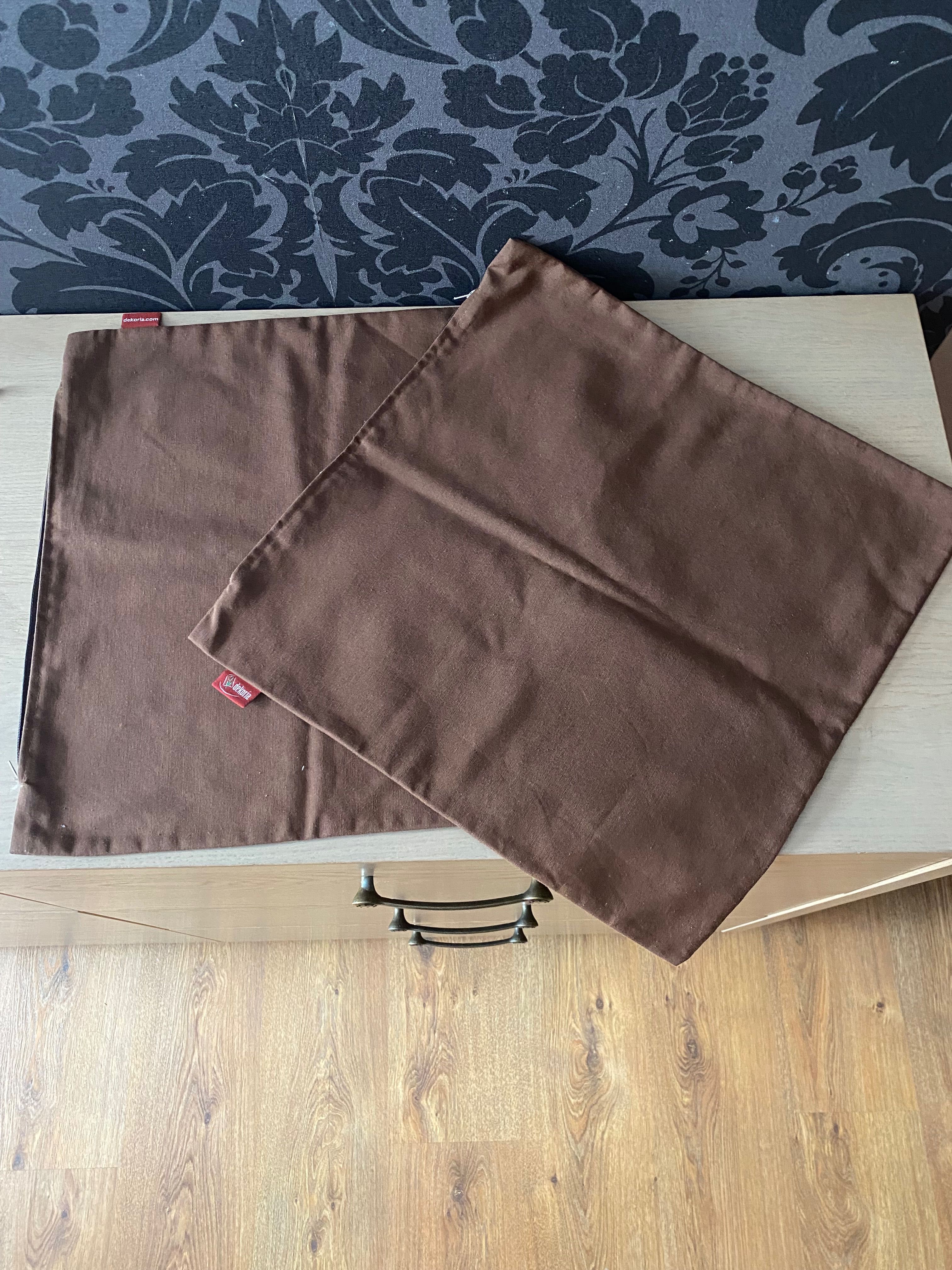 Nowe brązowe poszewki na poduszki dekoria 40/40 cm