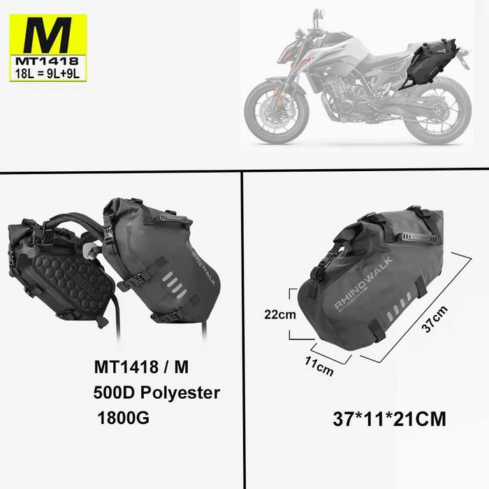 Sacos laterais para moto 18L/28L/48L - Impermeáveis sistema de fixação