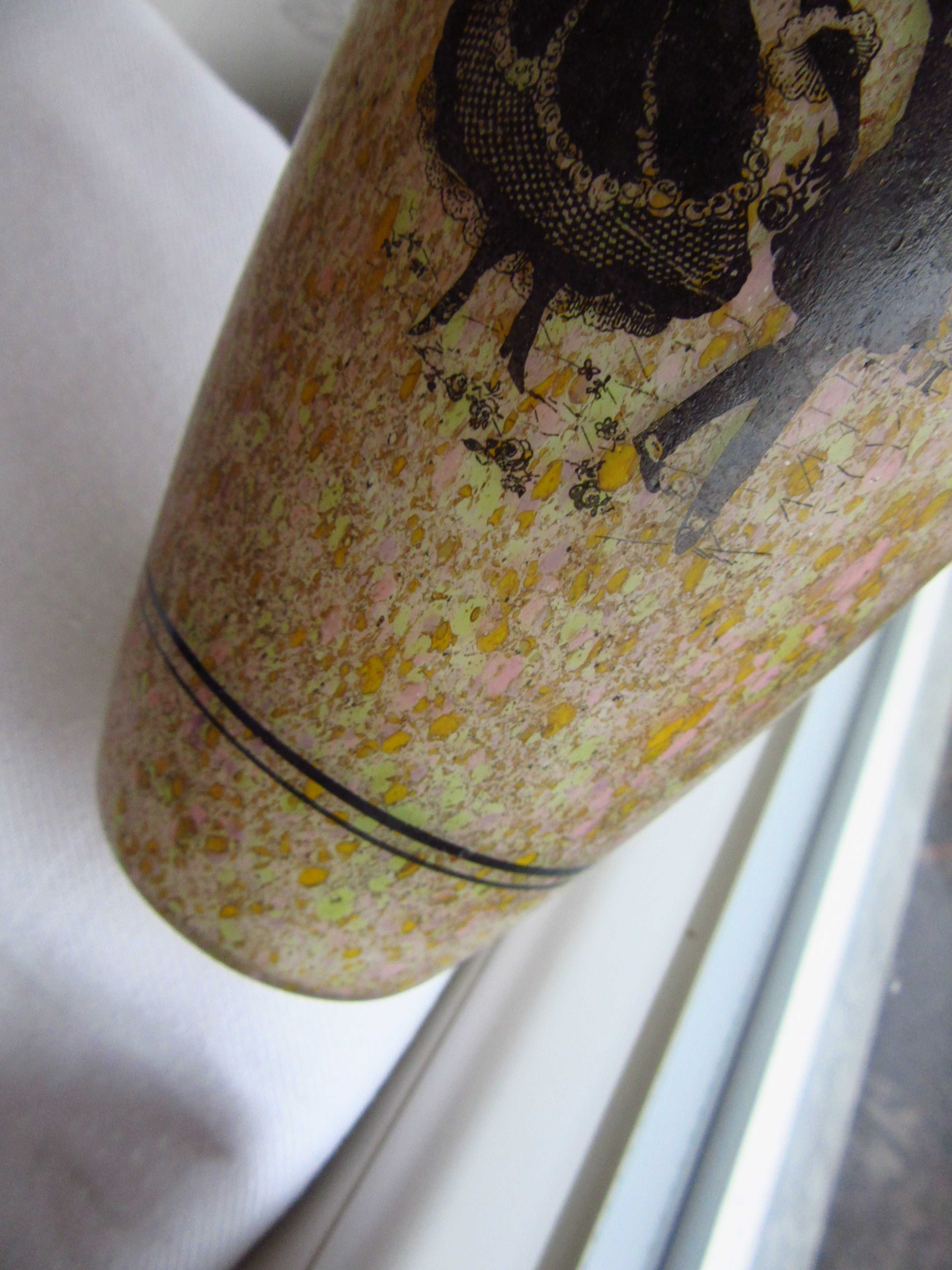 antyk wazon secesyjny TAŃCZĄCA PARA szkło warstwowe spatter
