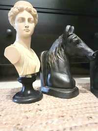 2 Busto Cavalo Pedra 27 cm Serra Livros antigos estatueta