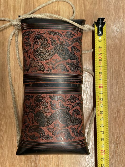 Unikat! Stara lakierowana torba bambusowa orientalny antyk z Azji