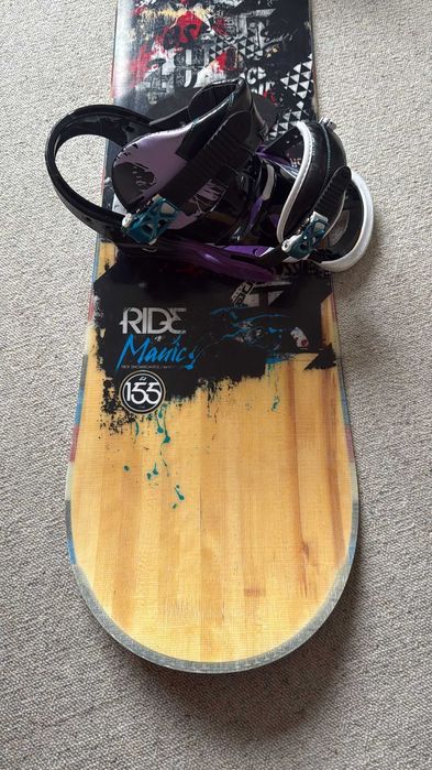 Deska snowboardowa Ride Manic 155 cm z wiązaniami Burton, stan bdb