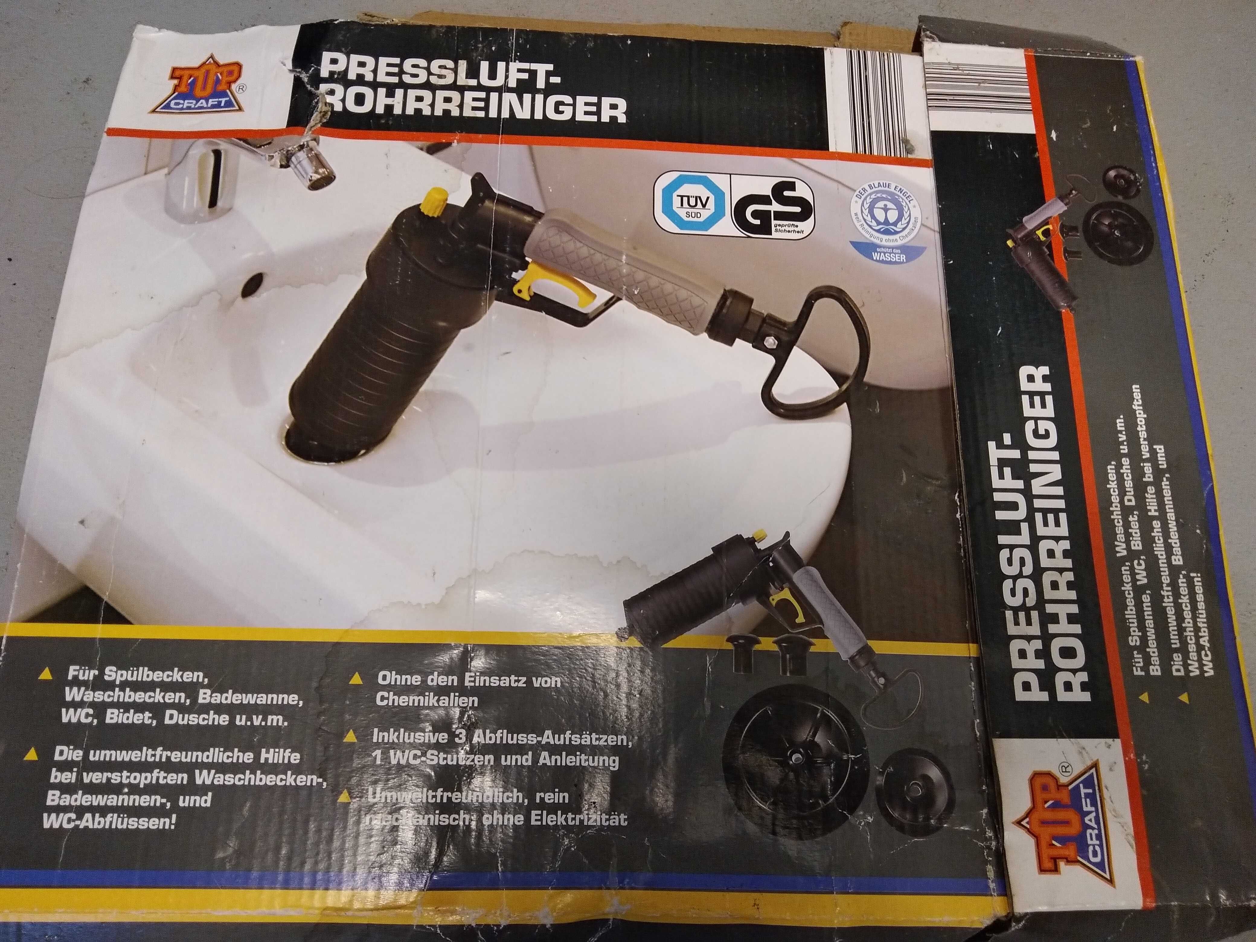Urządzenie do czyszczenia zatorów rur Top Craft Pressluft przepychacz