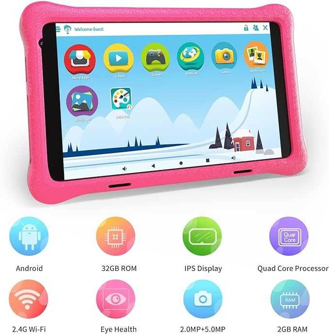 Tablet dla dzieci, 8-cal z systemem Android 11,  HD, 2 GB RAM, 32 GB