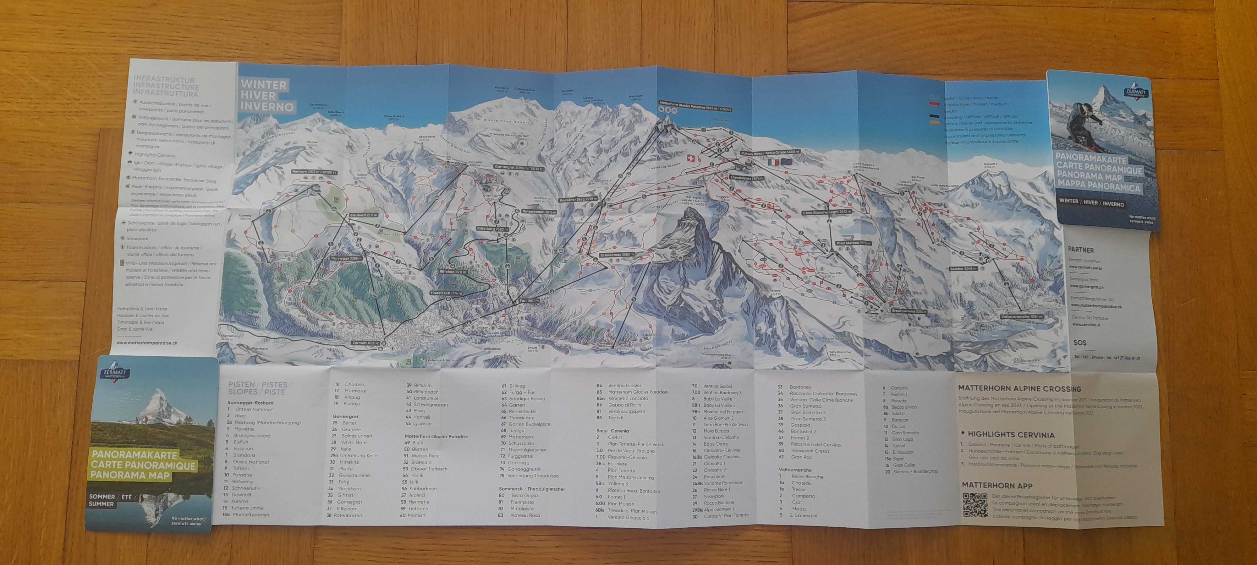 Mapka panoramiczna Zermatt Matterhorn lato/ zima 2023