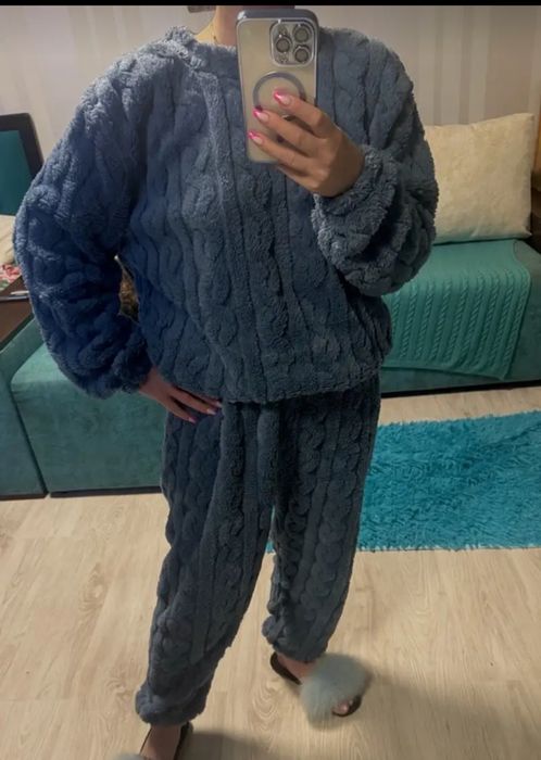 Теплая плюшевая пижама/зимний домашний костюм