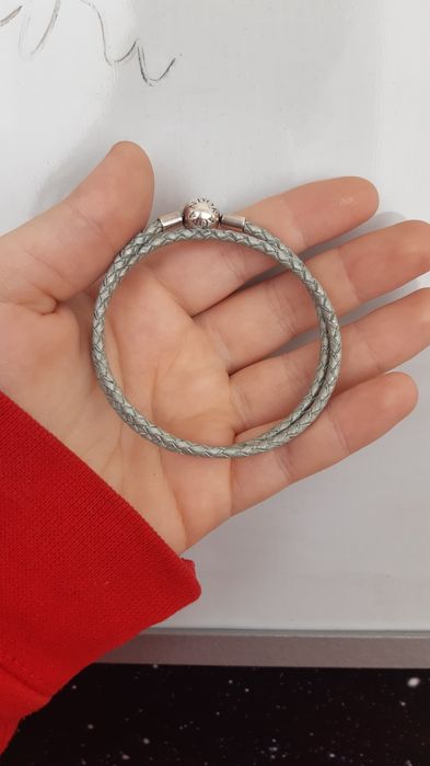 PANDORA Pulseira couro "azulada"