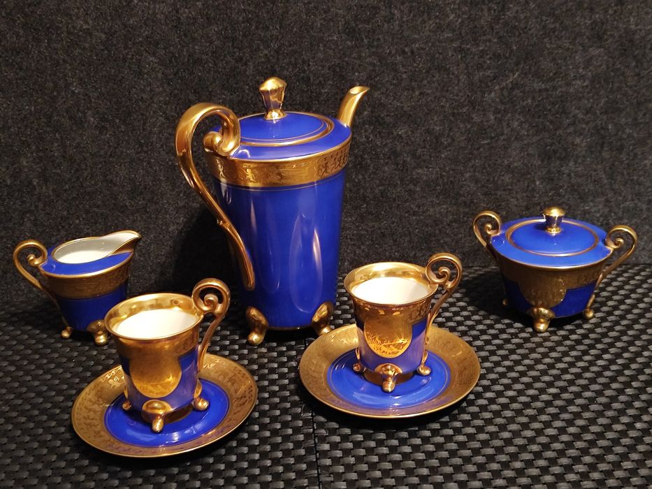 Porcelana Wiedeń Serwis  Tet- Ta -Tet J.Kuba Karlsbad Złoto 24 K