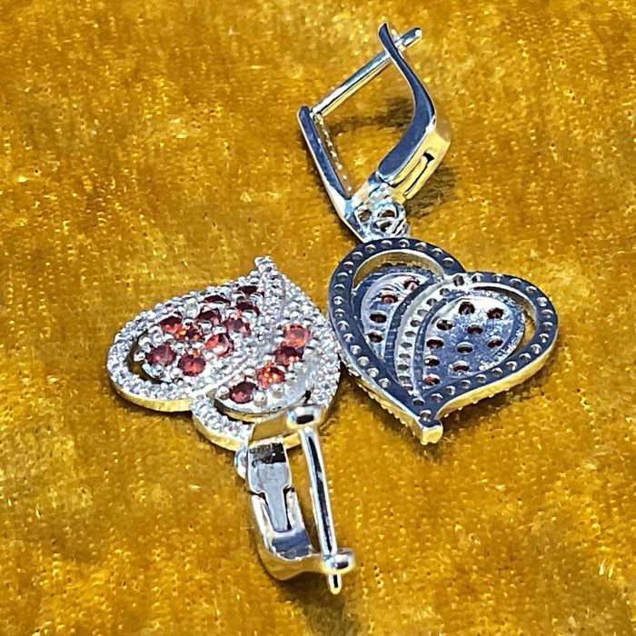 Brincos prata 925 tema coração 3,5 cm