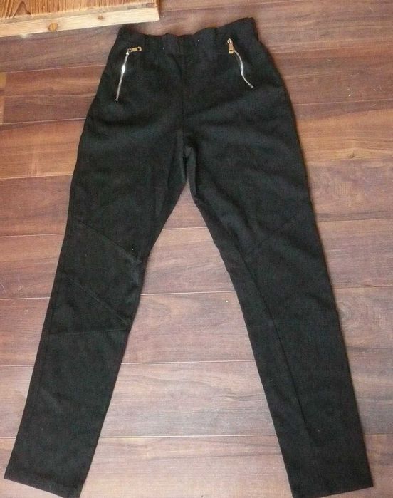 legginsy czarne przeszycia srebrne zamki 34/36