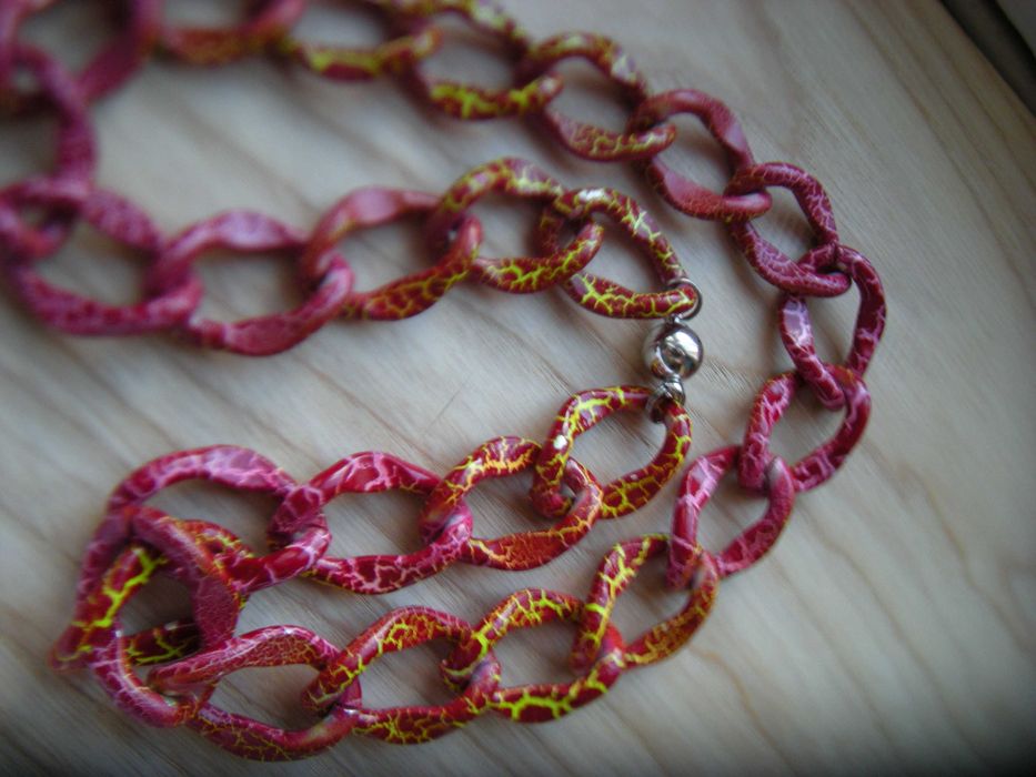 łańcuch naszyjnik 58cm ogniwa 29x20 multikolor