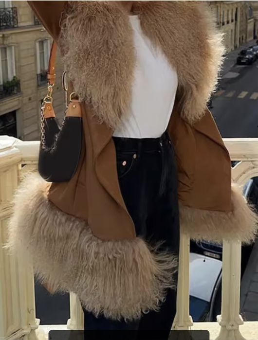 Kontantto plaszcz kozuch futro lama xs-xl