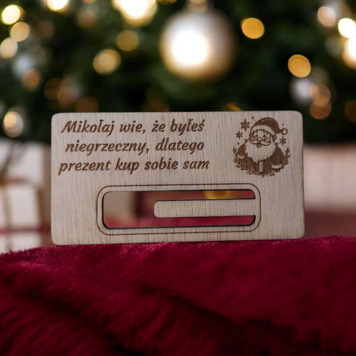 Drewniany Bon Podarunkowy, Prezent na Święta