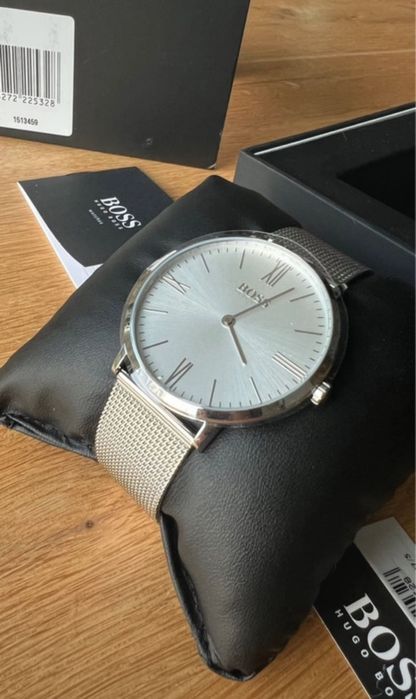 Zegarek Hugo Boss srebrny męski bransoleta mesh Nowy