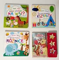 Zestaw książek dla dzieci, twarde strony różnice, kształty, interaktyw