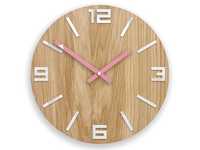 Zegar Ścienny Arabic Biało-rożowy Drewno Różowe Wskazówki