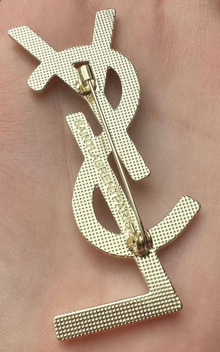 Broszka YSL złota z cyrkoniani