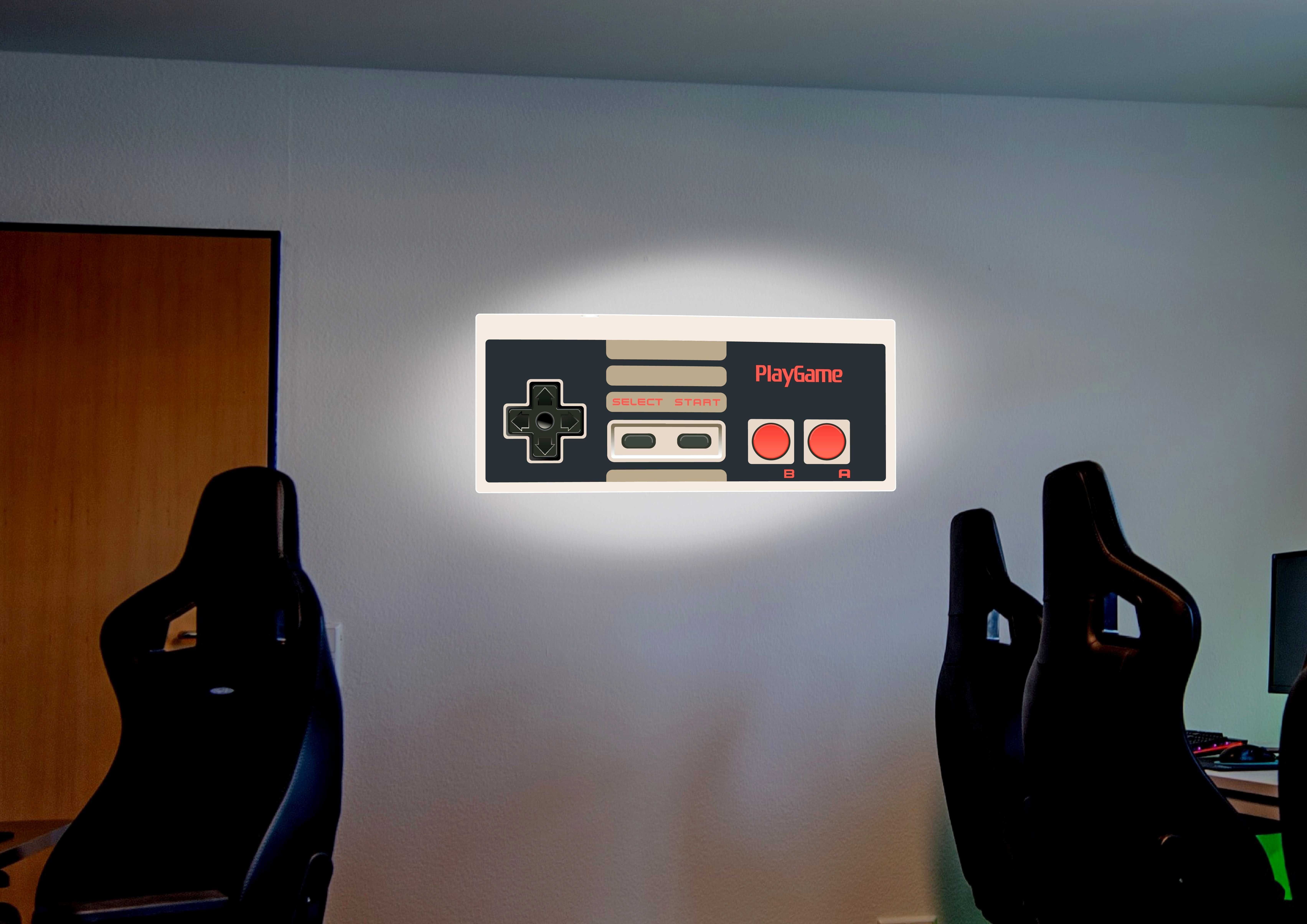 LED Neon JOYSTICK NINTENDO NES, Neon na ściane dla gracza, 8-Bit