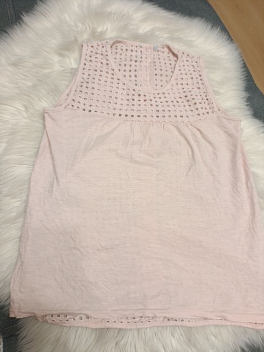 Bluzka z a'la siatka na plecach i dekolcie made in italy różowa damska