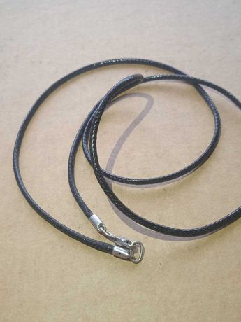 Чорний шнурок із шкіри зі срібною застібкою Срібло 925/шнурок из кожи