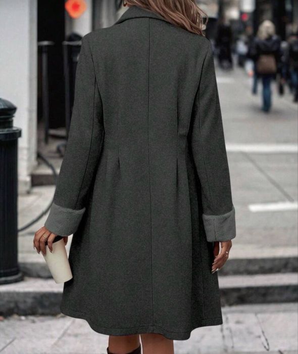 Sobretudo Cinza lapela trepassado Feminino