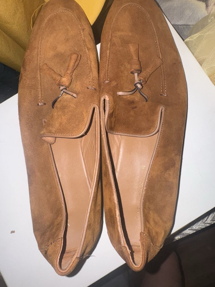 Zara Mokasyny Loefersy meskie 44 zamsz brazowe nubuk