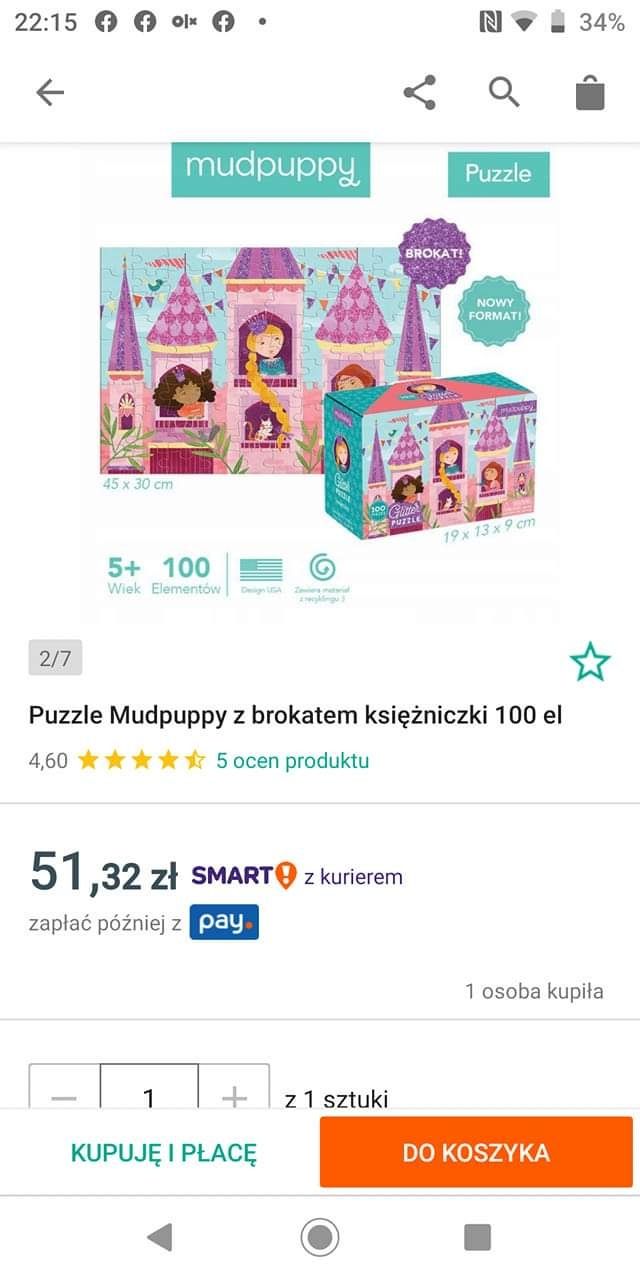 Mudpuppy puzzle brokatowe Księżniczki 100 sztuk