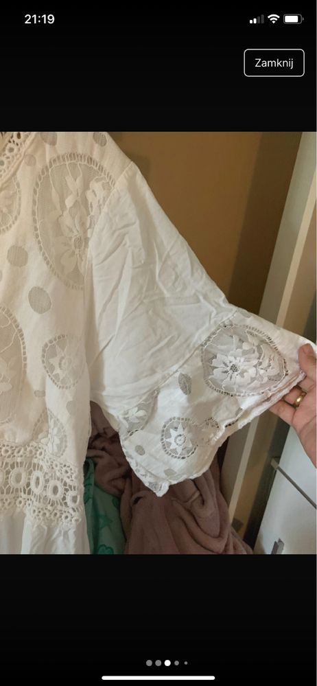 Biała koronkowa sukienka boho oversize