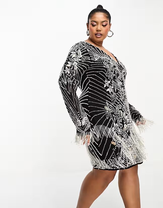 Asos Edition 46 3Xl Sukienka Curve Zdobiona Mini Czarna J28349