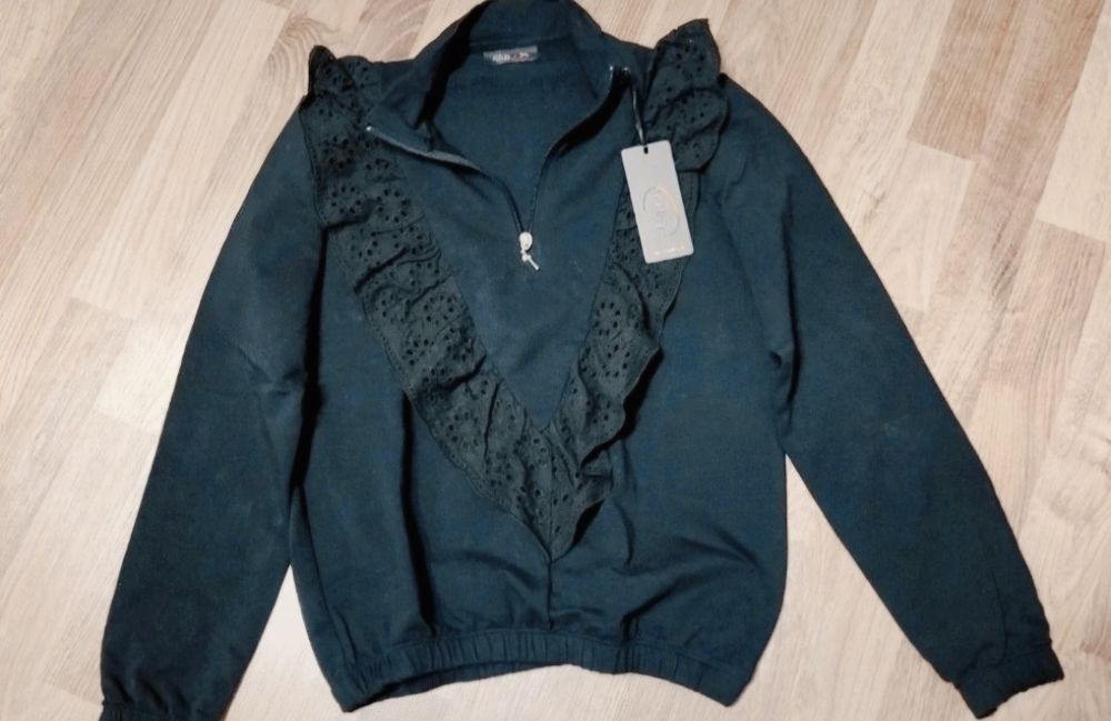 Esilla bluza S/M czarna nowa z falbanką angielski haft zara h&M minouu