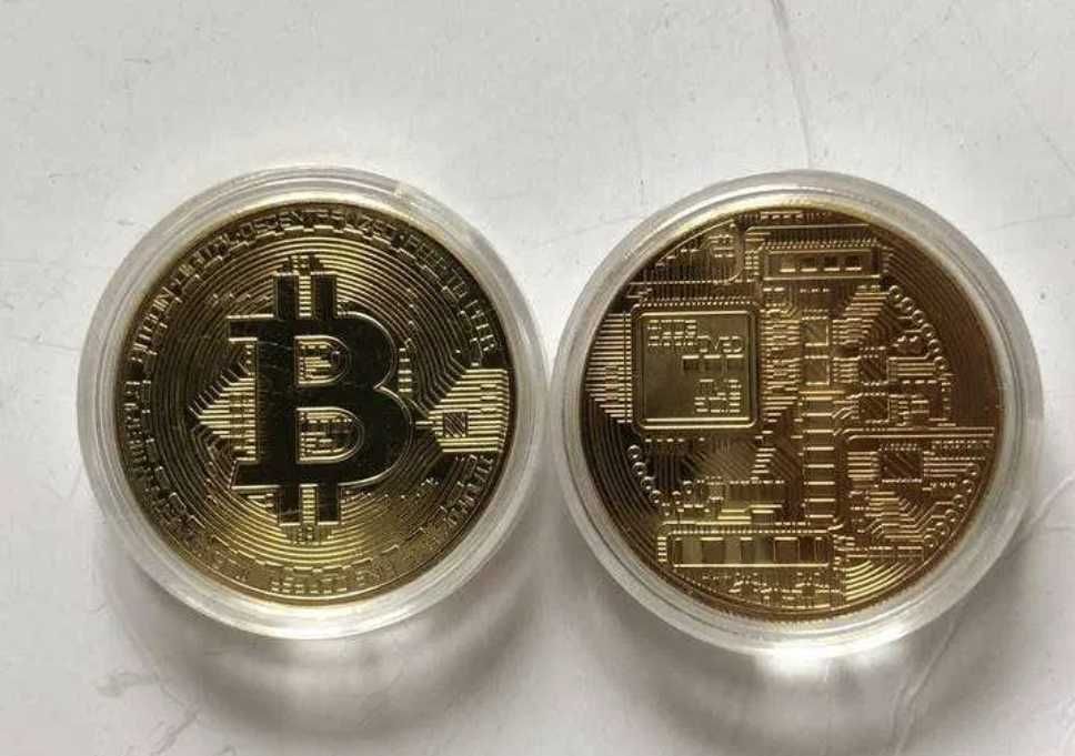 Bitcoin kryptowaluta moneta na prezent kolekcjonerska złota