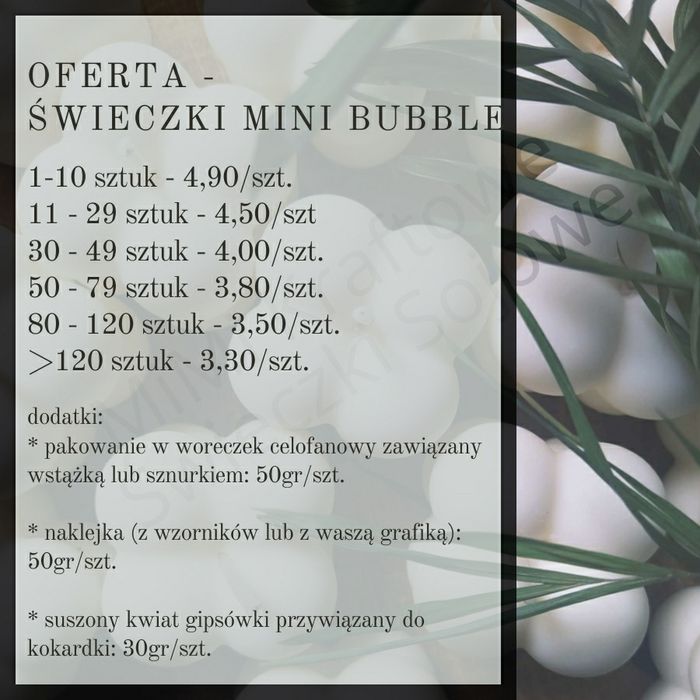 Świeczki podziękowania dla gości komunia ślub wesele urodziny