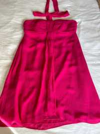 Vestido rosa de seda sem alças