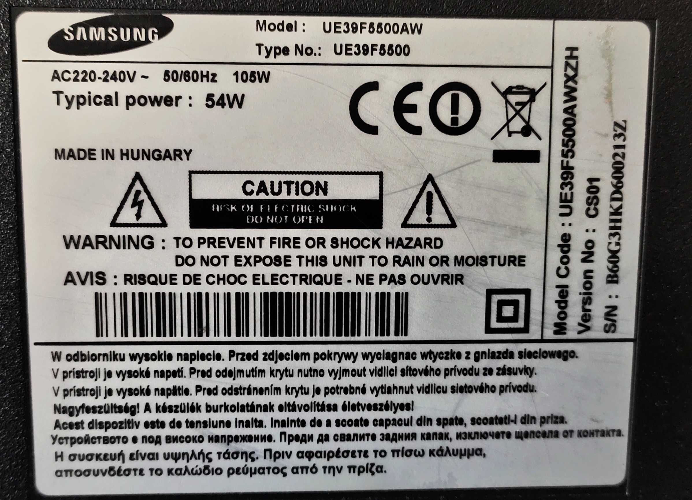 Telewizor Samsung 39 cale ue39f5500aw Smart TV Wi-fi YouTube