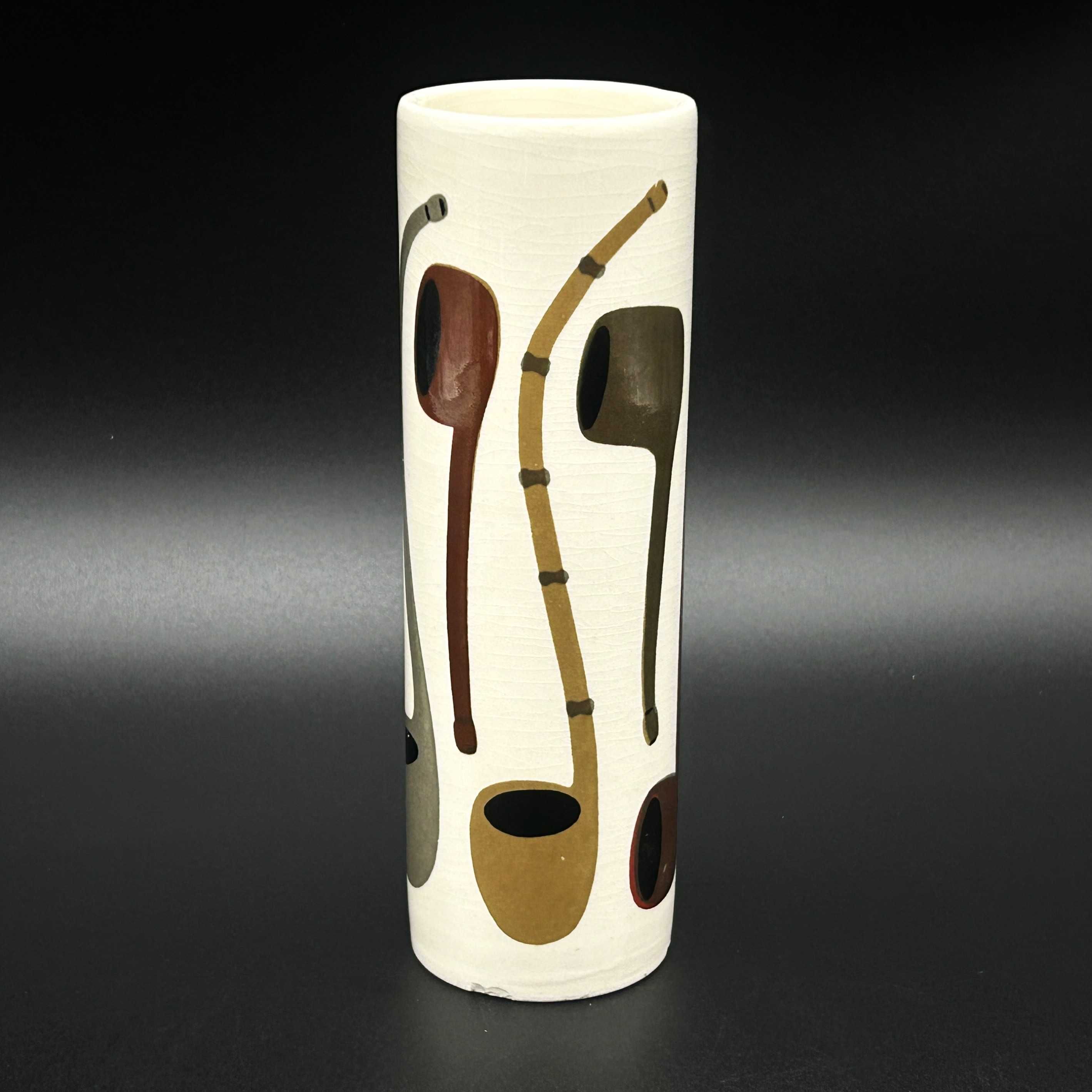 Ceramiczny wazon-wazonik z motywem fajkowym. Lata 60 ubiegłego wieku