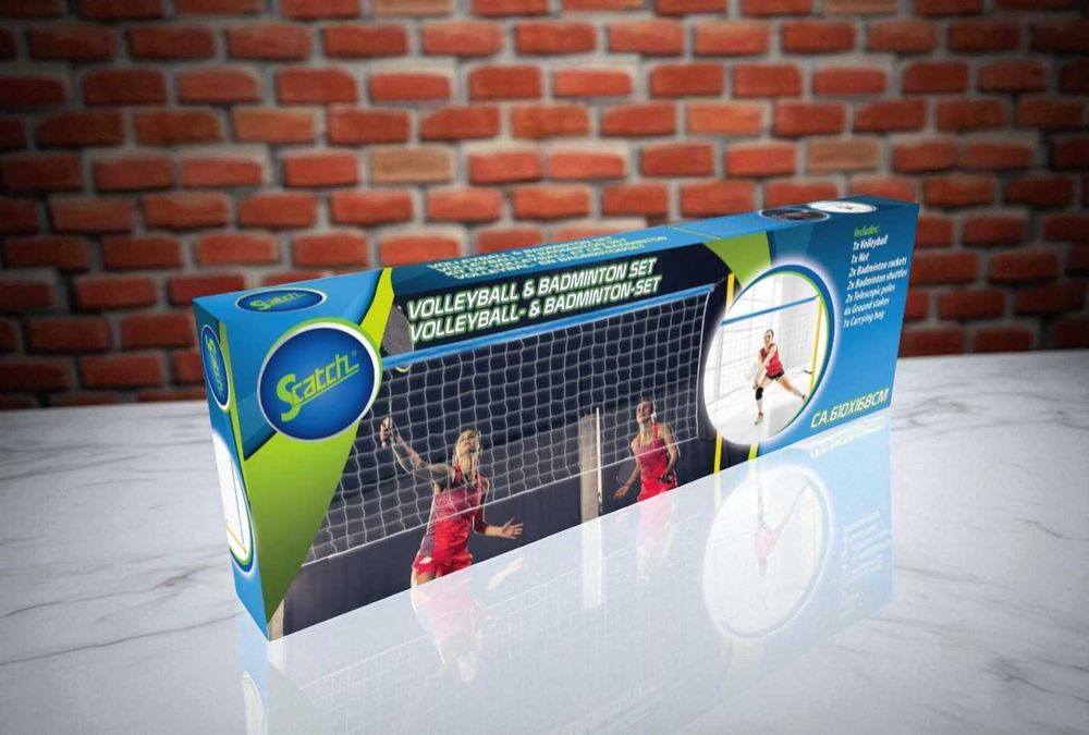 NOWY Zestaw Siatkówka i Badminton 7w1 Rakietki Lotki Piłka Pompka