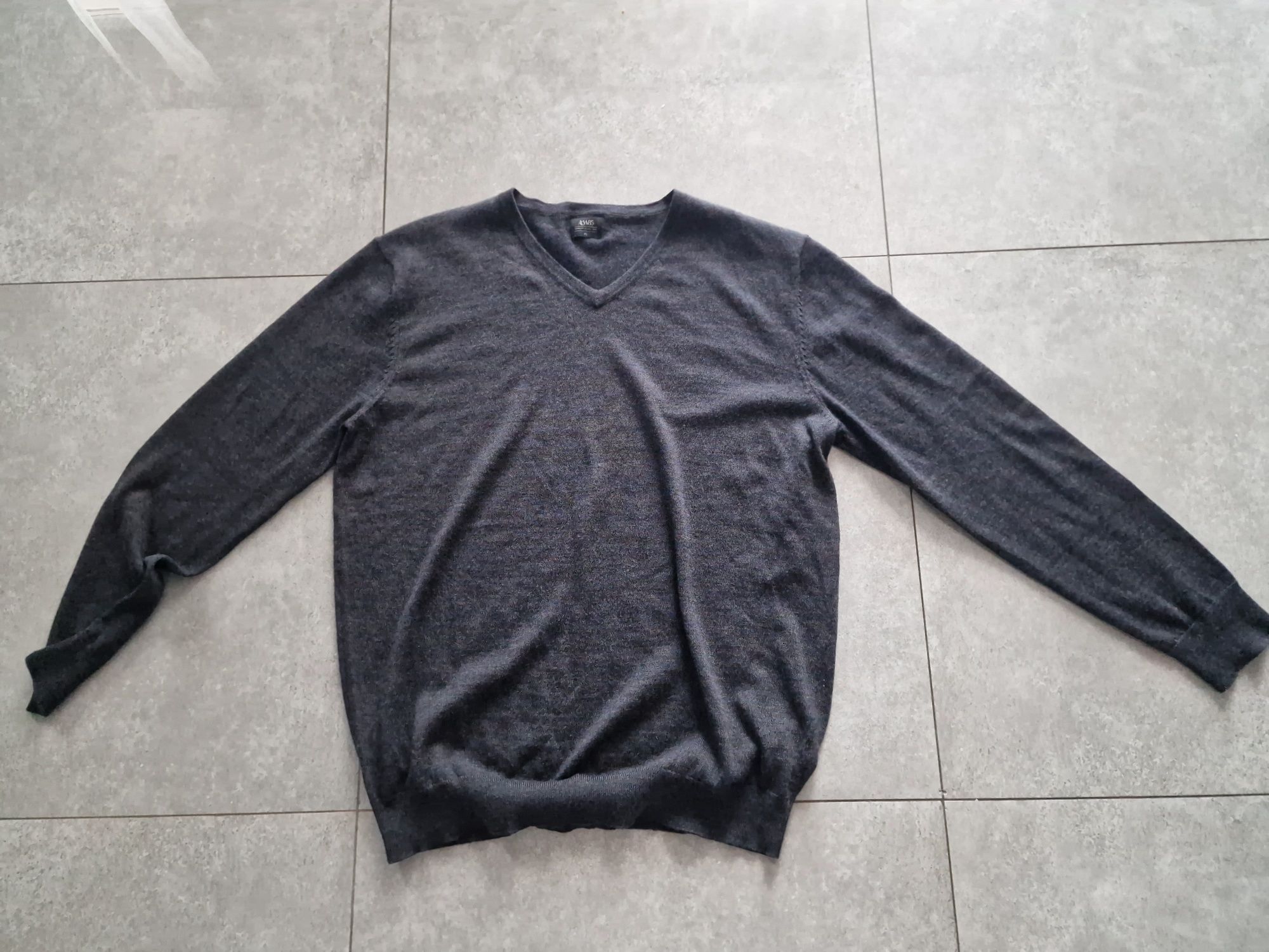 Grafitowy sweter 100% merino wool XL