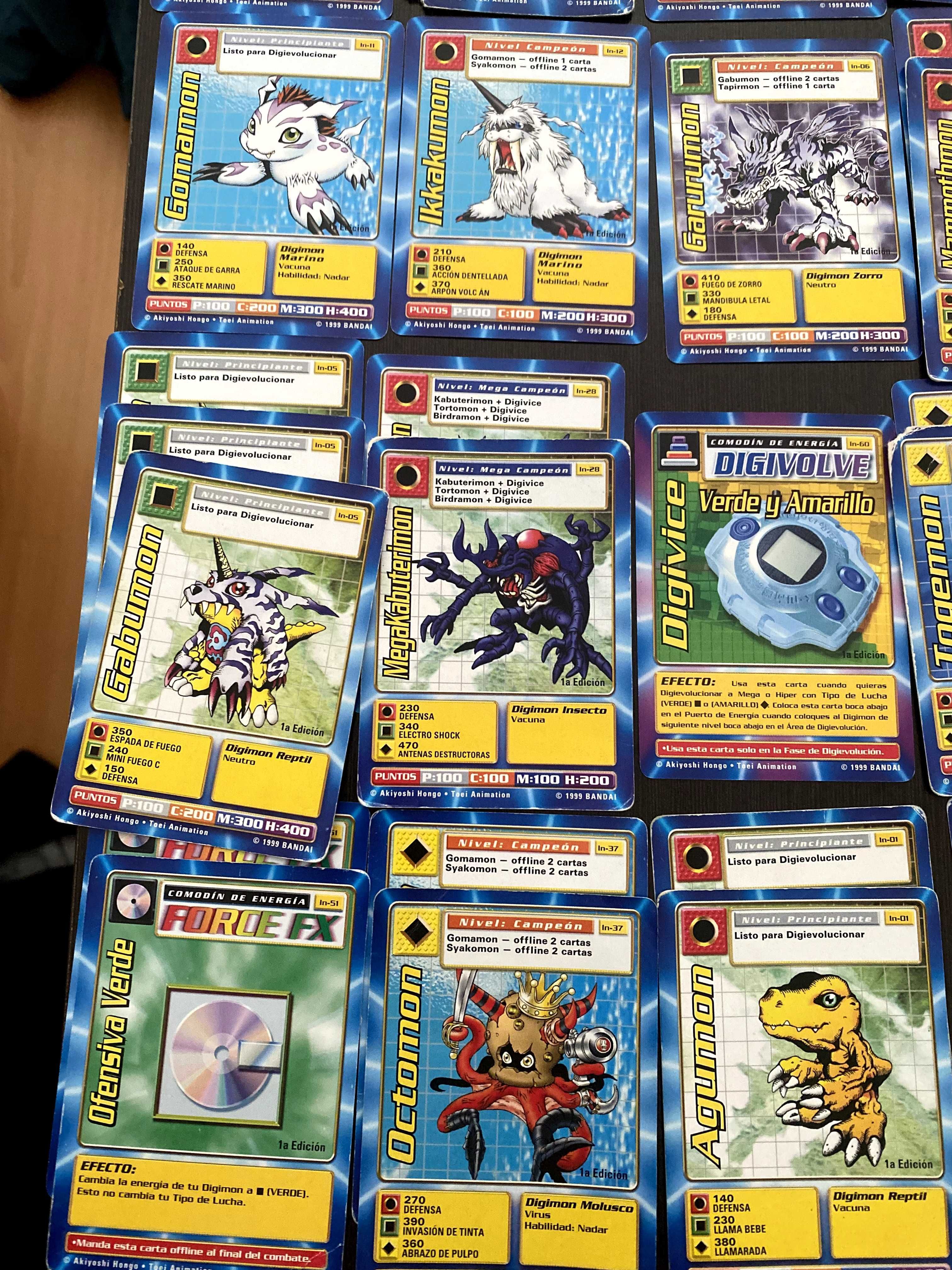 70 Cartas Digimon Antigas | Espanhol | 1999 Bandai