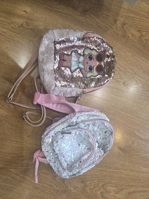Małe 2 plecaczki dla dziewczynki plus małe pantofle