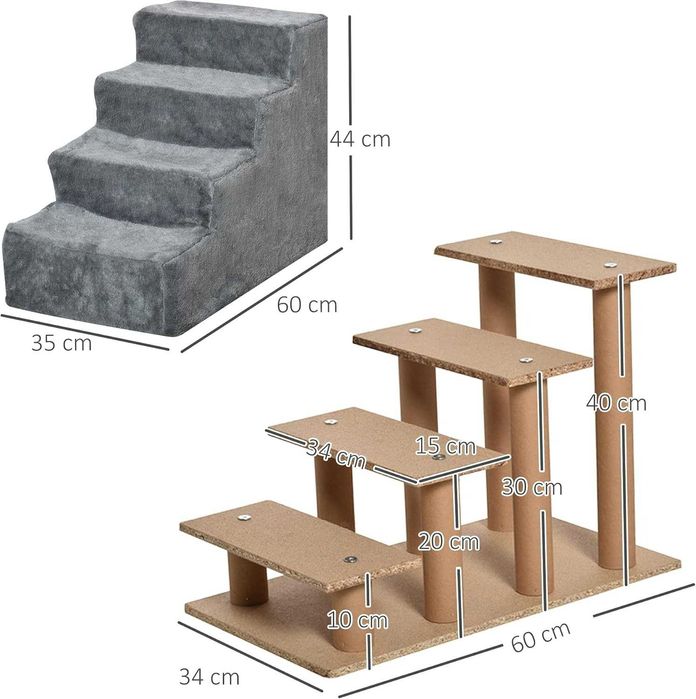ENVIO GRÁTIS - Escada para cães com 4 degraus 60x35x44cm, 3 cores