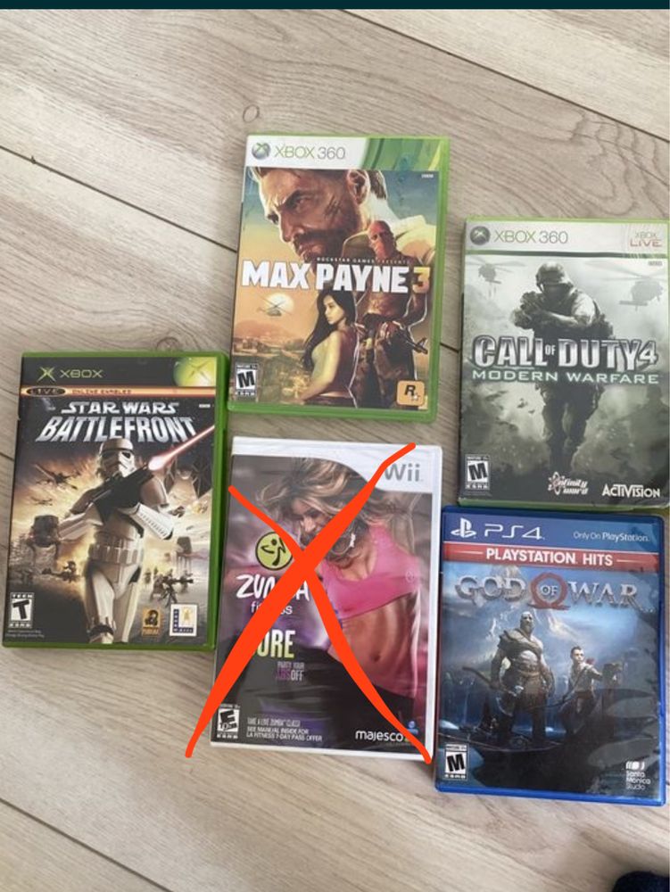 5 ігор на xbox360 , xbox, wii. Call of duty 4, max payne 3, star wars