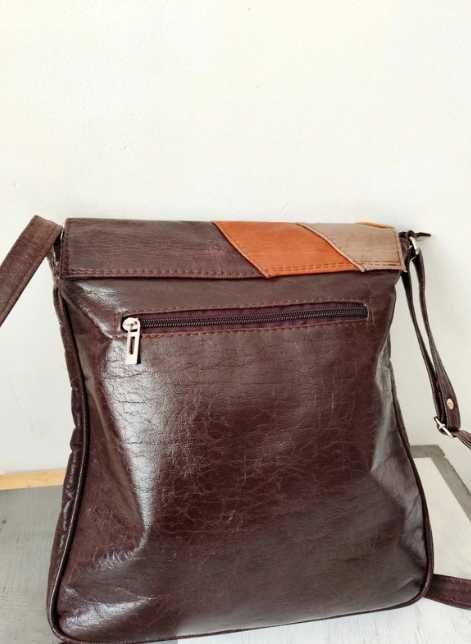 Vintage torba na ramię skóra eko patchwork retro boho oldschool tęcza