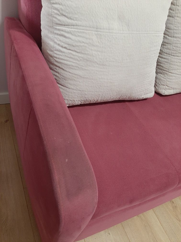 Różowa rozkładana sofa/łóżko/kanapa dla dziecka 2 osobowa