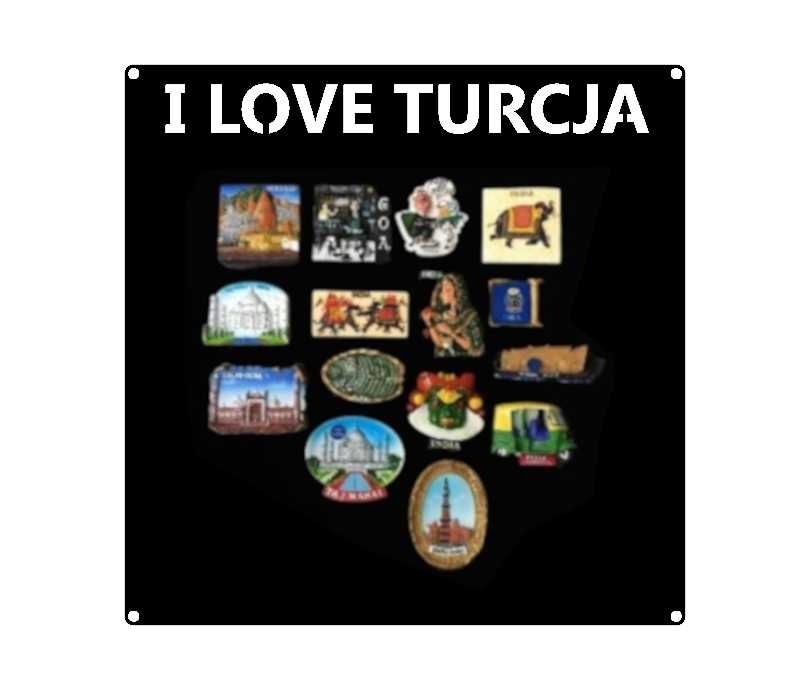 Tablica Metalowa Kwadratowa na MAGNESY TURYSTYCZN I LOVE TURCJA 30cm