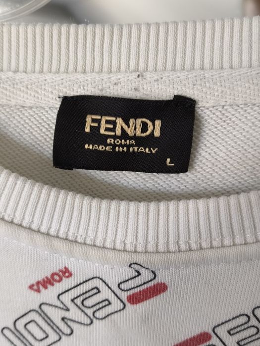 Biała bluza Fendi z lampasem logowana