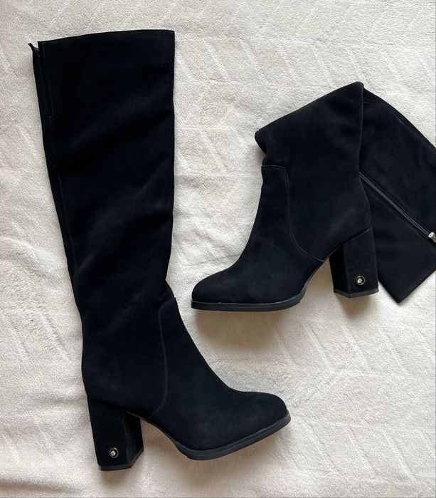 Нові жіночі чоботи ботфорти Brocoli з натуральної замші